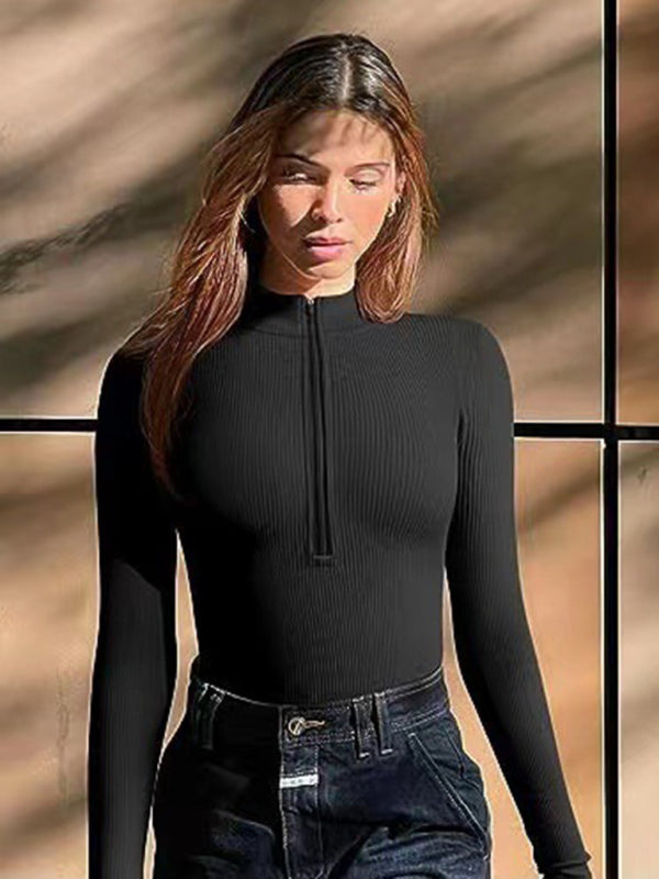 Zippered Long Sleeve Bodysuit