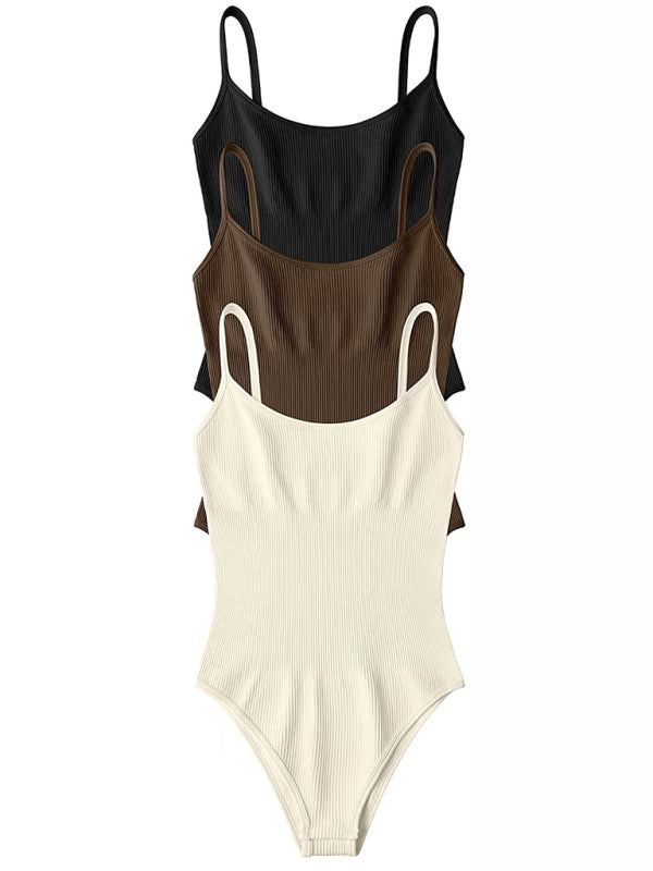 Solid Color Basic Tank Top Ribbed Bodysuit