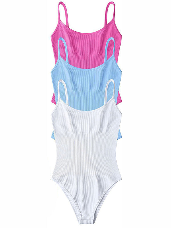 Solid Color Basic Tank Top Ribbed Bodysuit