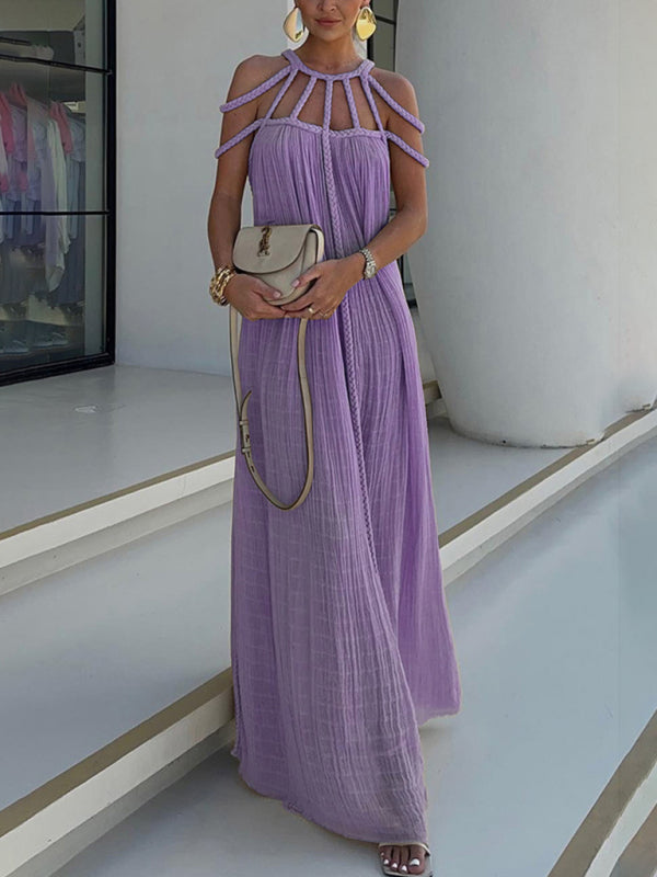 Braided Open Back Sleeveless Long Dress