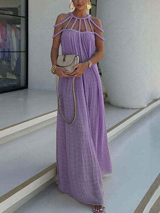 Braided Open Back Sleeveless Long Dress
