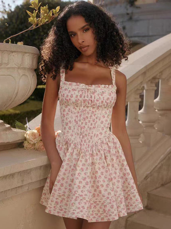 Women's Floral Print Corset Style Mini Dress