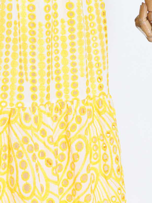 Embroidered Double-layer Lotus Leaf Off-Shoulder Maxi Dress