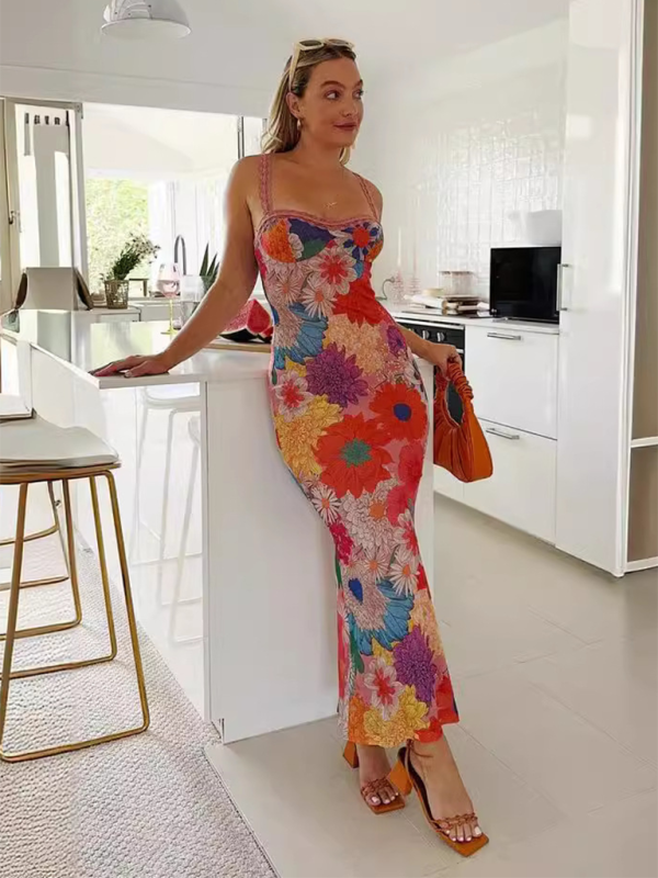 Camisole Style Flower Print Maxi Dress