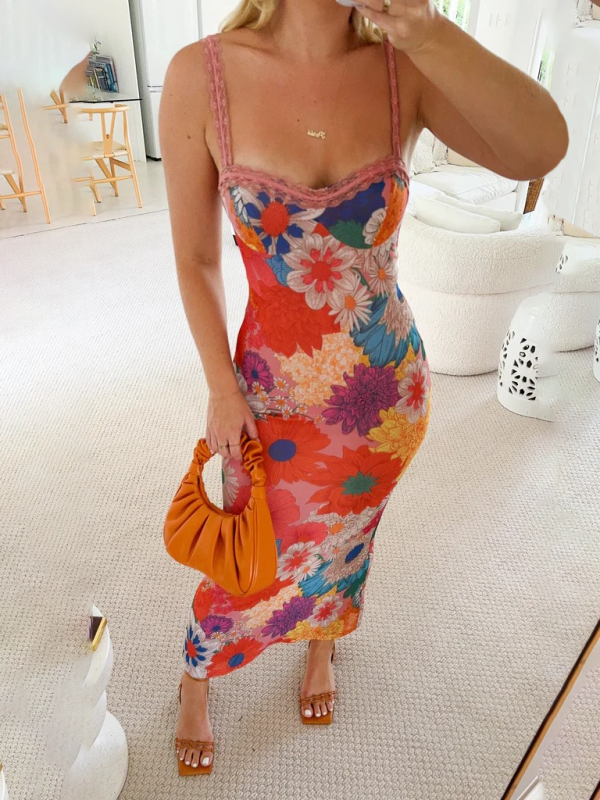 Camisole Style Flower Print Maxi Dress