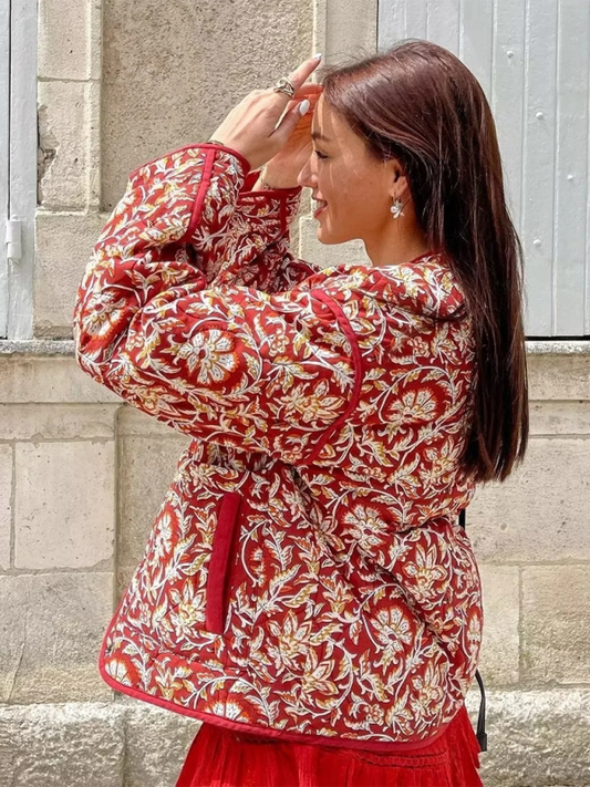 Retro Print Cotton Jacket