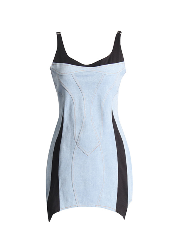 Sexy Spliced Denim Mini dress