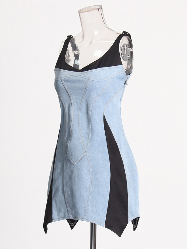 Sexy Spliced Denim Mini dress