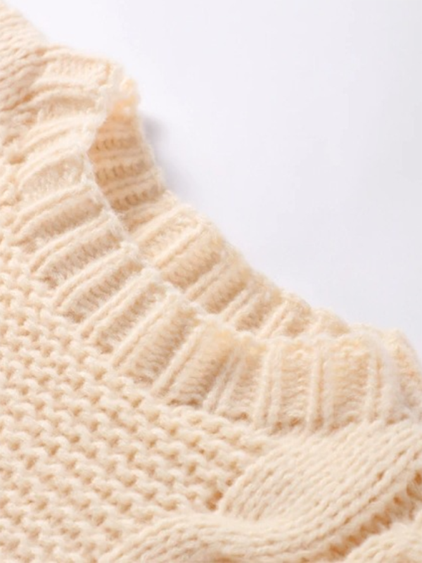 Women's Round Neck Bell Sleeve Loose Knitted Sweater